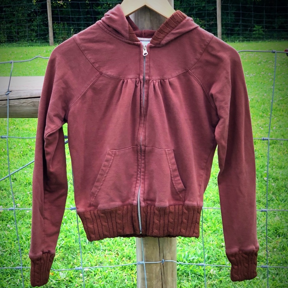 Short Brown Zip Up Hoodie Jacket 🧥 High waisted M